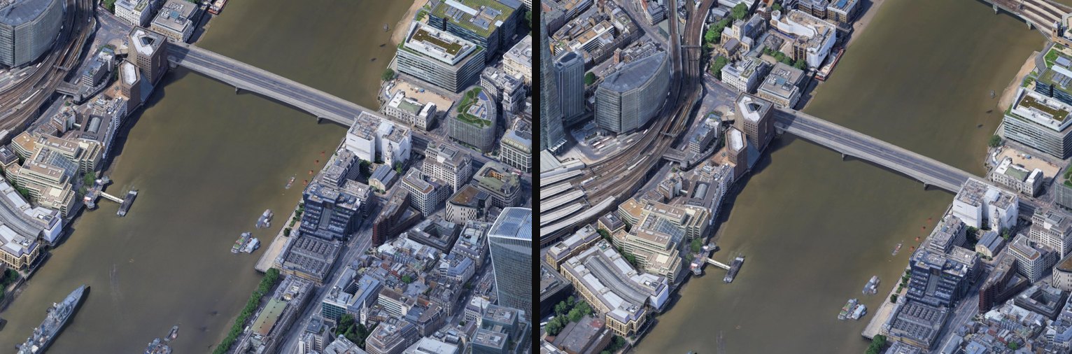 The same place at 200 metres and 350 metres